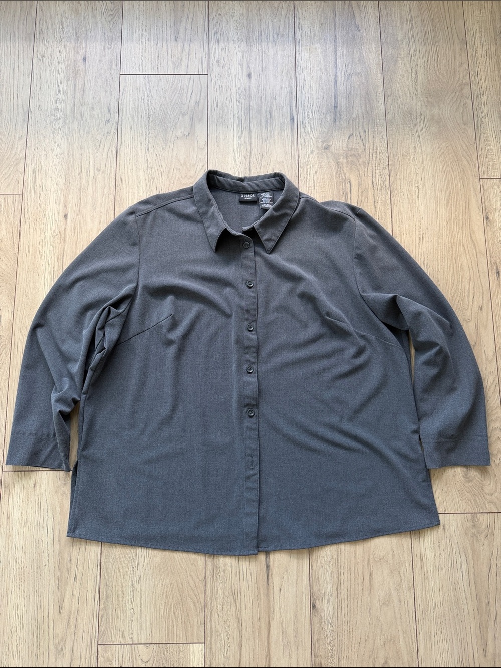 George Women Long-Sleeve Button-Down Charcoal Gray Womenโs 22W/24W Shirt
